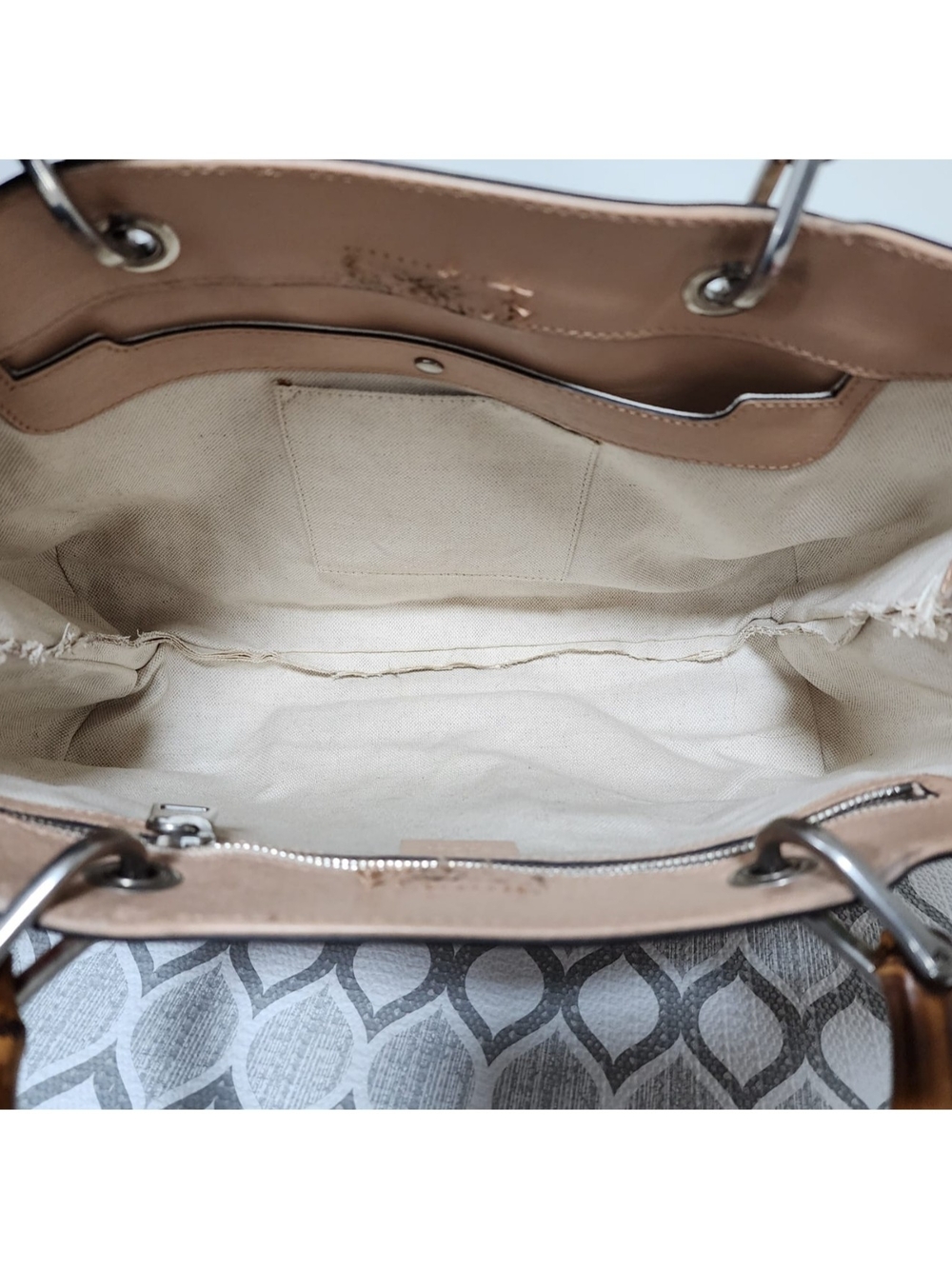 GUCCI Shangai Calfskin Blooms Print Medium Bamboo Shopper Tote Pink/Multicolor - Picture 14 of 14